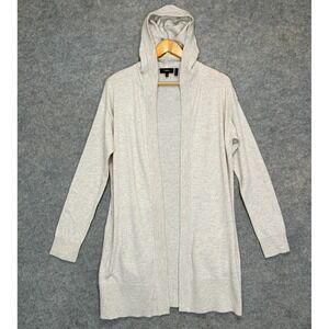 Theory Wool Blend Open Front Cardigan Sweater Womens Medium Hooded Aria Knit